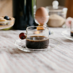 Чашка кофейная с блюдцем Bilia 120 мл, янтарная