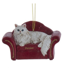Новогодняя игрушка "Персидская кошка на диване" 7,5 см