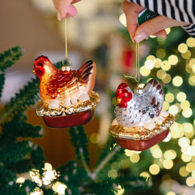 Елочная игрушка "Курочка" 9,5 см, белая