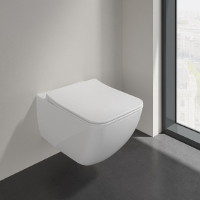 Унитаз подвесной Villeroy&Boch Venticello 56х37, CeramicPlus, 4611RSR1, c сиденьем