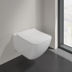 Унитаз подвесной Villeroy&Boch Venticello 56х37, CeramicPlus, 4611RSR1, c сиденьем