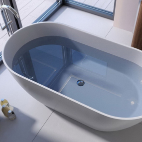 Ванна Holbi Venus New SR 158х79, из Soft Rock, белая матовая, с клапаном