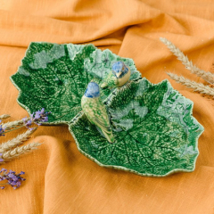 Менажница "Синие птички" 34х19 см, 2 сектора