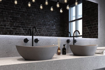 Раковина Holbi Europe NC 55х35, из Nano Concrete, Бетон, с клапаном