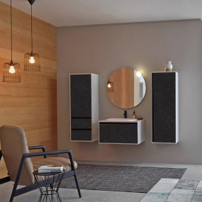 Тумба с раковиной Kolpa-San Pandora OUP 75 BL. Stone, 75х54, подвесная, черный камень