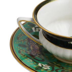 Чашка чайная с блюдцем "Изумрудный лес" 140 мл