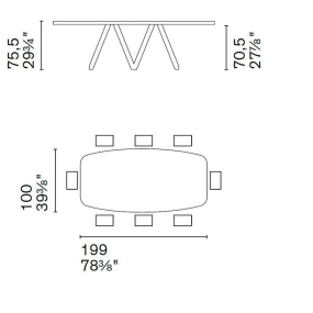 Стол Calligaris Cartesio 199х100 CS4092, Calacatta Black