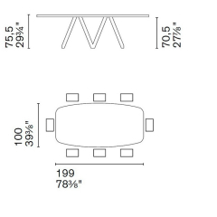 Стол Calligaris Cartesio 199х100 CS4092, Calacatta Black