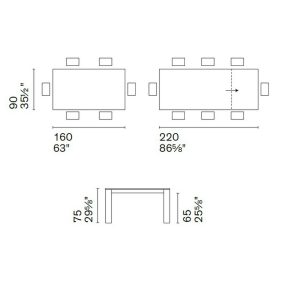 Стол Calligaris Omnia 160(220)х90 CS4058-R, Smoke