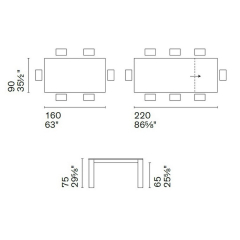 Стол Calligaris Omnia 160(220)х90 CS4058-R, Smoke