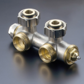 Узел подключения Oventrop Multiblock T, 3/4 НГ x 3/4 НР, угловой, с преднастройкой