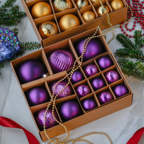 Набор шаров для елки "One-Two-Tree!" 4-6-8 см, 16 шт, цвет фиолетовый