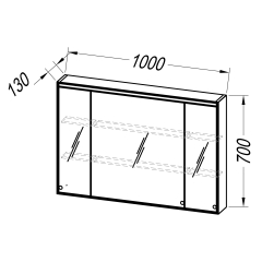 Зеркальный шкаф Kolpa-san TO 100 BL LED, 100x70, с подсветкой, черный
