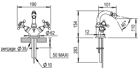 Смеситель для биде Horus Eloise 02.311 NB, никель глянцевый