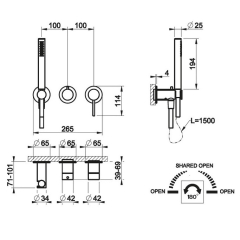 Внешняя часть Gessi 316 54039.239 смесителя для душа, брашированная сталь