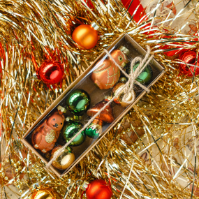 Набор елочных игрушек "Сова, заяц, мухомор" 3-5,5 см, 8 шт