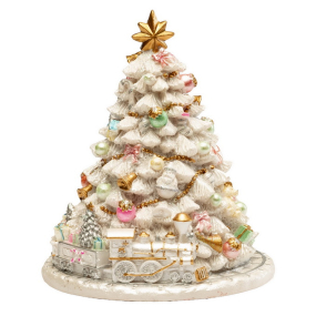 Фигурка музыкальная "Рождественская ель белая" 15,5 см