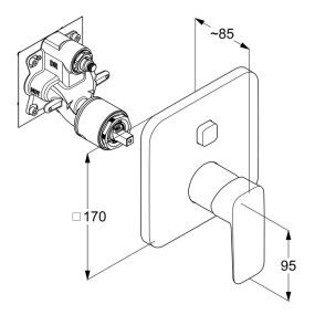 Внешняя часть Kludi Pure&Style 406593975 смесителя для ванны и душа, черный матовый