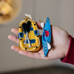 Елочная игрушка "Каяк синий" 13,3 см