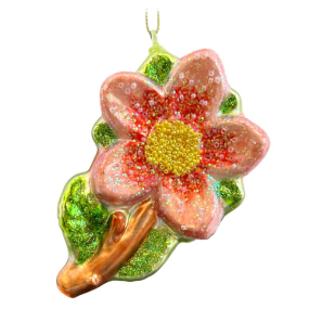 Елочная игрушка "Цветок" 11 см, розовая