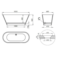 Ванна Holbi Selena SRG 161х68, из Soft Rock, белая глянцевая