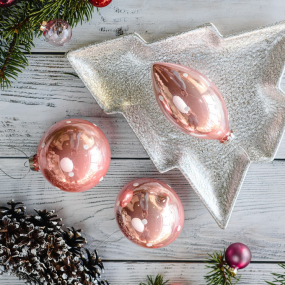 Елочный шар 8 см, в ассортименте, цвет пудра
