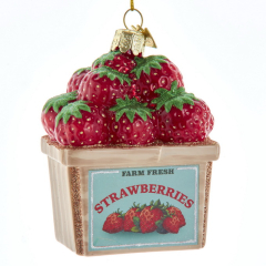 Елочная игрушка "Ящик клубники" 9 см