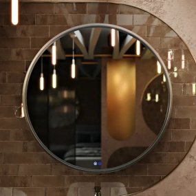 Зеркало Mebelvann Sanrey 90х90, с подсветкой, серебристая рама