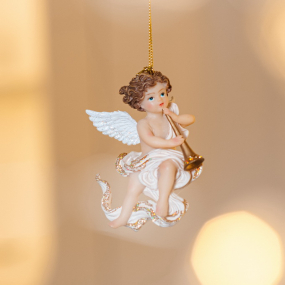 Игрушка на елку "Ангел с трубой" 9 см