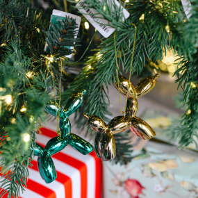 Елочная игрушка "Надувная собака" 7,6 см, цвет золото