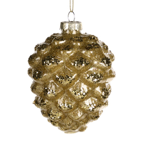 Елочная игрушка "Шишка блестящая" 10 см