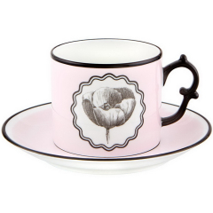 Чашка чайная с блюдцем Herbariae by Christian Lacroix 200 мл, розовая