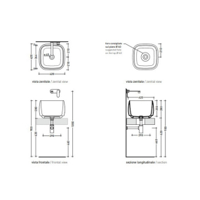 Раковина Flaminia Flag 40х40, с донным клапаном, Latte