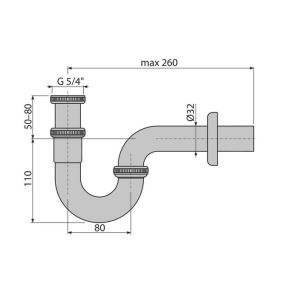 Сифон для раковины Alca DESIGN A432, с накидной гайкой 5/4", хром