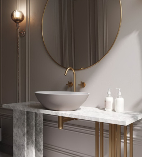 Раковина Holbi Dione SR 60х36, из Soft Rock, белая матовая, с клапаном