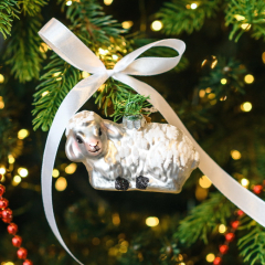 Елочная игрушка "Овечка лежащая" 5 см