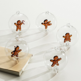 Елочный шар "Мистер пряничный человечек" Schiaccianoci 8 см