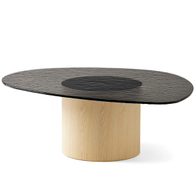 Стол Calligaris Mushroom 110х87, стекло, Natural Ash / Smoke Grey