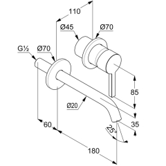 Внешняя часть Kludi Nova Fonte Pura 202443915 встраиваемого смесителя c изливом, черный матовый