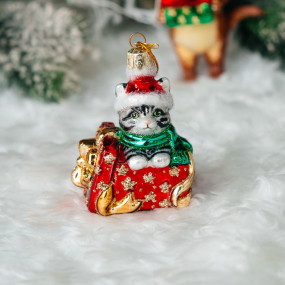 Игрушка на елку "Котенок в подарок" 8,3 см, в ассортименте