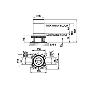 Внутренняя часть Gessi Parti Incasso 46189.031 смесителя напольного