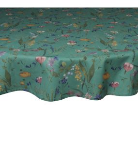 Скатерть круглая Textile Flora 170 см, зеленая