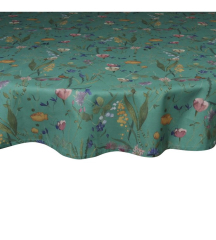 Скатерть круглая Textile Flora 170 см, зеленая