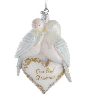 Игрушка на елку "Голуби: Наше первое Рождество" 12 см