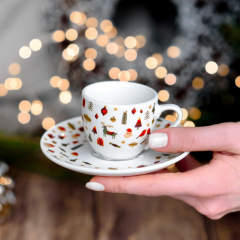 Набор чашек для эспрессо с блюдцами Christmas Candy 80 мл, 12 предметов