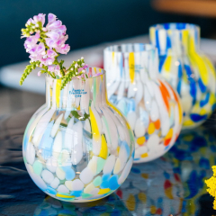 Ваза Glass Design Rainbow 14 см, цвет белый/оранжевый