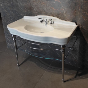 Консоль Devon&Devon Melody, раковина 110x58, основание хром, стеклянная полка