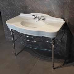 Консоль Devon&Devon Melody, раковина 110x58, основание хром, стеклянная полка