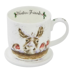 Кружка с подставкой Winter Friends (ослик и птицы) 310 мл