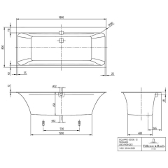 Ванна квариловая Villeroy & Boch Squaro Edge 12 180х80, CeramicPlus, UBQ180SQE2DV-RW